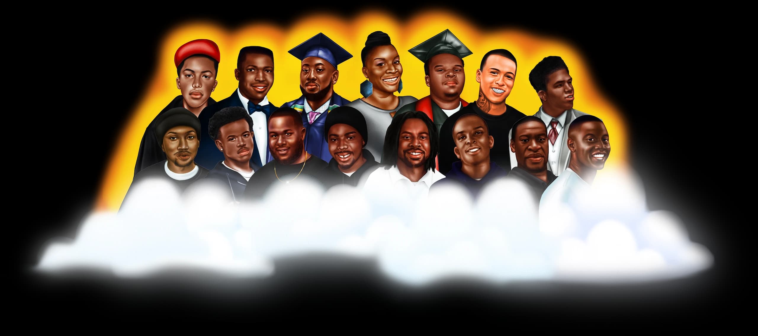 Celebrants group portrait in a cloud